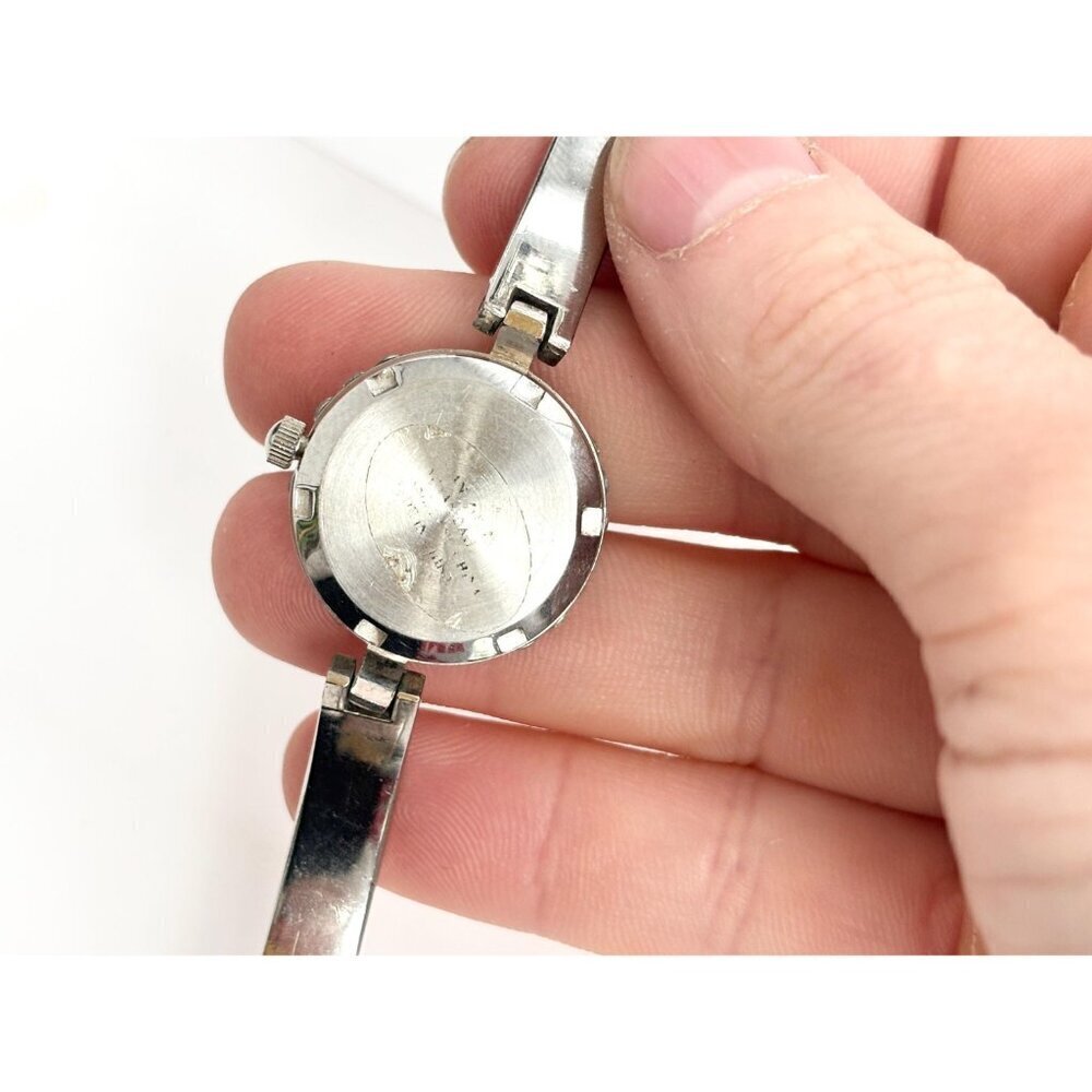 Parmex Silver Toned Vintage Rhinestoned Vintage Wristwatch - 16mm - WORKS! - Picture 6 of 10